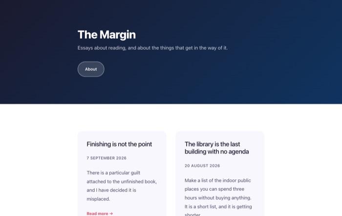 The Margin example site, published with Selfish